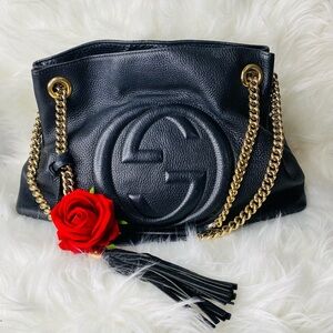 Gucci Soho Medium Shoulder Bag/ Tote in Pebbled Leather Cert of Auth Incl.